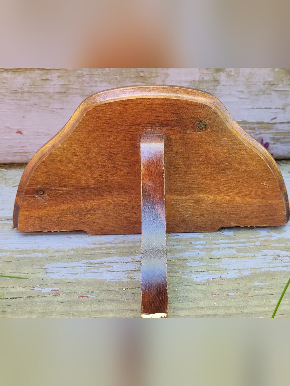 Whimsical Vintage Wooden Half-Circle Wall Shelf Rustic Farmhouse Shabby Chic - Picture 7 of 9